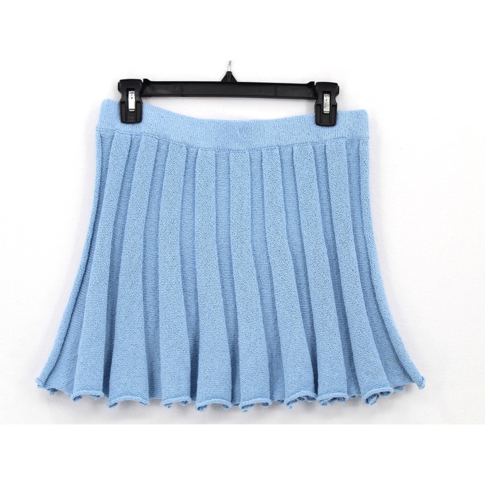 Free People Free-Est Pleated Knit Mini Skirt OB2088293 Womens Medium Light Blue